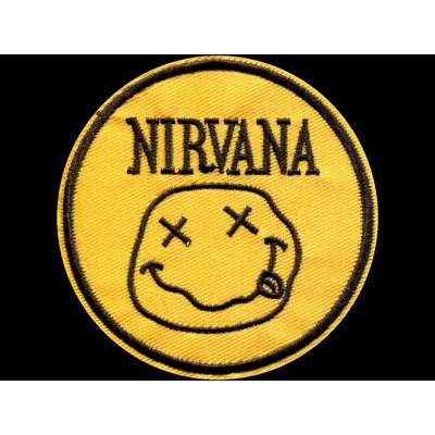 Nášivka NIRVANA smajl yellow vyšívaná zažehlovací
