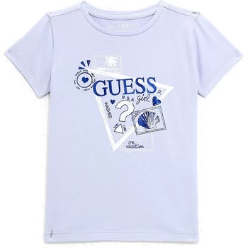 GUESS Бледо синя тениска за мини момиче с надписи и детайли за Guess