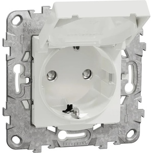Schneider Electric КОНТАКТ ШУКО С КАПАК nu508218 2m ip44 new unica С МОНТАЖНА РАМКА БЯЛ (nu508218)