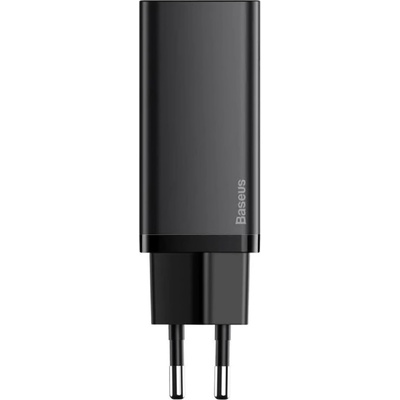 Захранване за ел. мрежа за лаптопи, смартфони и таблети с USB-A и USB-C изходи и с технология за бързо зареждане - Baseus GaN 2 Lite Charger 65W (CCGAN2L-B01) (черен) (CCGAN2L-B01)