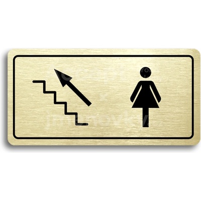 ACCEPT Piktogram WC ŽENY VLEVO NAHORU - zlatá tabulka - černý tisk