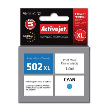 Compatible Мастило Activejet AE-502CNX (заместител за Epson 502XL W24010, Supreme, 12 ml, циан) (AE-502CNX)