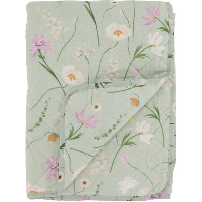 Zelený bavlněný s květy Aix Quilt Wild Flowers - 130*180 cm