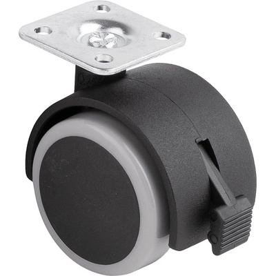Strong Koliesko 50 mm s platničkou a brzdou otočné mäkčené šedé