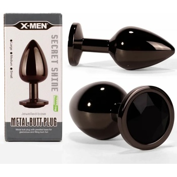 Метален плъг с черен кристал, таен блясък, 8, 2см. - Secret Shine Black (XMEN000132)