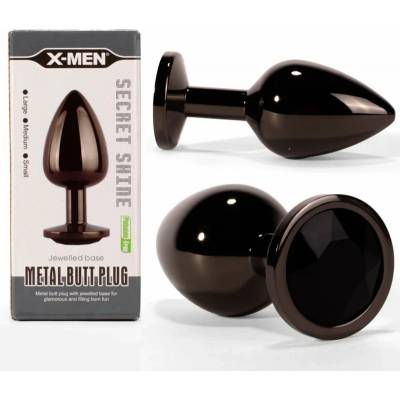 Метален плъг с черен кристал, таен блясък, 8, 2см. - Secret Shine Black (XMEN000132)