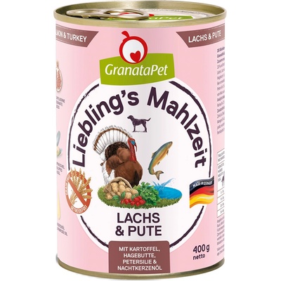 GranataPet 12х400г Liebling's Mahlzeit Granatapet, консервирана храна за кучета - сьомга и пуешко