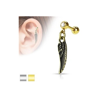 Piercingate činka do ucha andělské křídlo PNC00071 čirá
