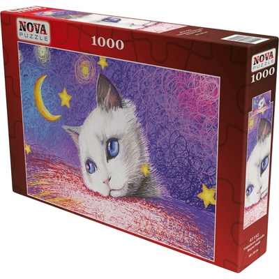 Nova Puzzle Пъзел Nova puzzle от 1000 части - Бяла котка под звездите (41152)