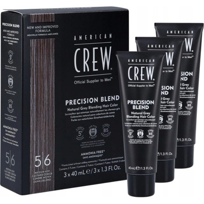 American Crew Precision Blend odbarvovač pro zešedivělé vlasy 5-6 středně popelavá 3 x 40 ml
