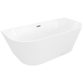 Mexen Oris свободностояща вана за стенен монтаж, рифелована 170 x 80 см, бяла, преливник gun metal - 52871708000-95 (52871708000-95)