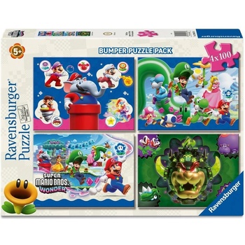 Ravensburger Пъзел Ravensburger от 4 x 100 части - Супер Марио (12004321)