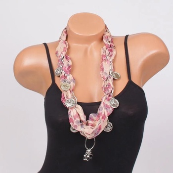 Image 1 of Стилно колие - фишу в ябълков цвят с цветя
