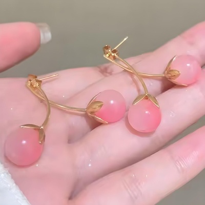 HARAHU Обеци JU-36528 cherry - Розова KP36528 (JU-36528)