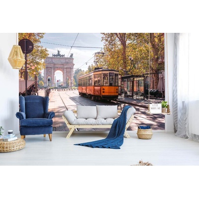 DIMEX ART Самозалепваща се флизелинова фототапета винтидж трамвай 375 x 250 см