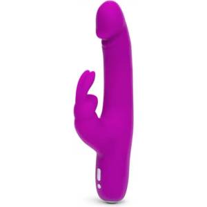 Happy Rabbit Презаредим G-spot рабит вибратор от силикон Happy Rabbit Realistic slim лилав