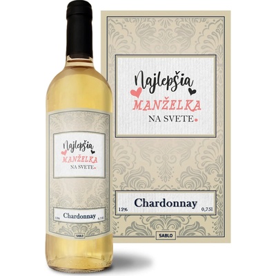 Sablio Najlepšia manželka na svete Chardonnay biele suché víno 12 % 0,75 l (čistá fľaša)