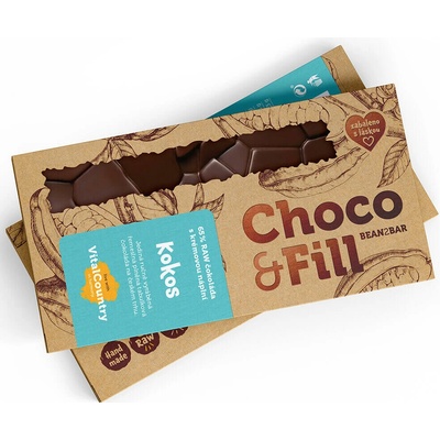 Choco & Fill Raw plněná čokoláda 65% Kokos 100 g