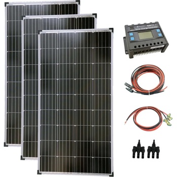 Solartronic Пълен комплект 3x130W соларени панели, 30А контролер за соларна система, кабели и букси (SET390M)