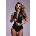 CHRISTINE Боди CHRISTINE Wetlook Xenna с двупосочен цип - черно M