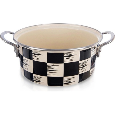 Orion Kastrol ŠACHOVNICE Lem 2,2 l 20 cm smaltovaný plech, nerezová ocel, kov béžová, černá, 8592381207007