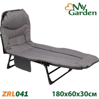 My Garden Шезлонг сгъваем, 180x60x30 см, My Garden ZRL041, 5-позиционен, сив (ZRL041)