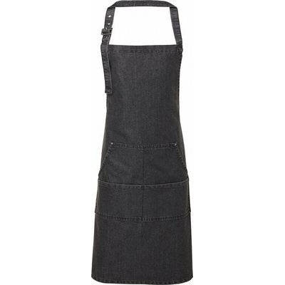 Premier Workwear Džínová zástěra s keprovou vazbou se čtyřmi kapsami černý denim Pantone 433 72x86cm PW126