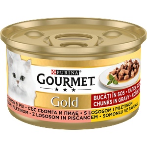 Purina GOURMET GOLD Morsels in Sauce Salmon & Chicken - Месни хапки в сос със сьомга и пиле (85 г)