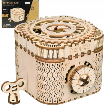 Robotime 3D drevené mechanické puzzle Trezor 158 ks