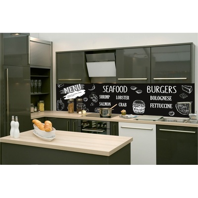 DIMEX ART Фототапет за кухня - черна табела на ресторант 260 x 60 см