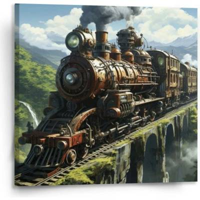 Sablio Obraz Parní lokomotiva na viaduktu - 110x110 cm