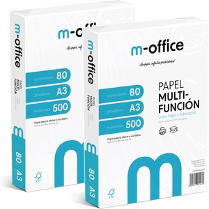 OFITURIA A3 Paper 80g 2 Pack of 500 Sheets Multifunction Paper for Inkjet and Laser Printers A3 Sheets 297 x 420mm Ideal for Office and Home m-office (1000 Sheets) - COM0593
