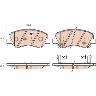 TRW Sada brzdových platničiek kotúčovej brzdy GDB3548