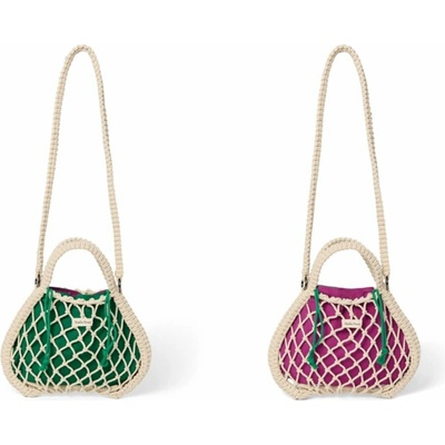 STUDIO NOOS MACRAME MINI HAND BAG síťka Natural & vnitřní taška Purple Green