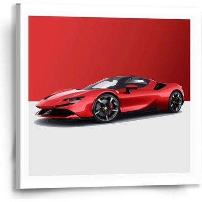 Sablio Obraz Ferrari na červenobílé - 50x50 cm