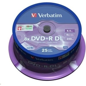 Verbatim DVD+R(25-опаковка) Двуслоен/8x/8.5GB/шпиндел (43757)