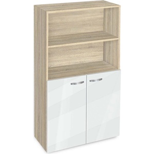 Bogdan Furniture G Етажерка BM-Ava 4 с вратички, бял гланц със сонома