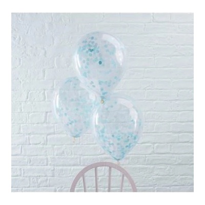 BALÓNKY 30 cm průhledné s modrými konfetami
