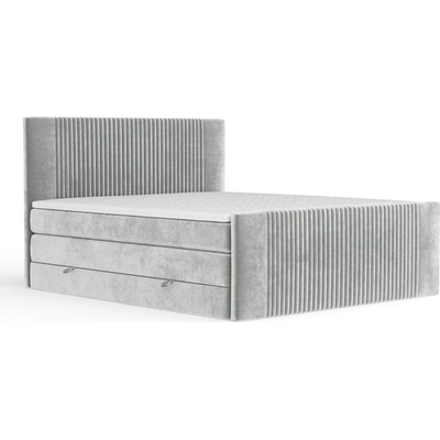 Maison de Reve Светлосиво боксспринг легло 200x200 cm с място за съхранение Bergamo - Maison de Rêve (BERGAMO200_MDR_P0_BV03_M15_BV03_T14_L1)