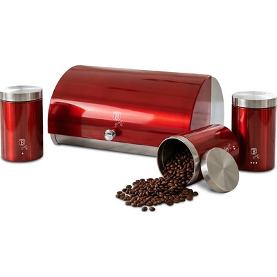 Pro-Tech shop Nerezový chlebník se sadou 3 dóz Metallic Line Burgundy 55708