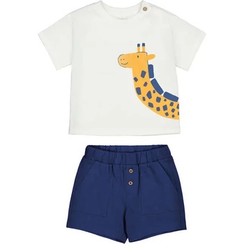 Mayoral Комплект трико play бяла тениска жираф с тъмносини къси панталони за бебе момче Mayoral