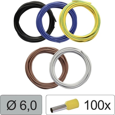 Quadrios 25CW121 jeden drôt, LiFY, 6.0 mm², čierna, modrá, žltozelená, hnedá, sivá, 1 sada