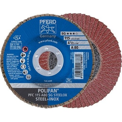 PFERD PFERD TOOLS 67706115 PFC 115 A 60 SG STEELOX vějířovitý brusný kotouč Průměr 115 mm Ø otvoru 22.23 mm nerezová ocel, ocel 10 ks