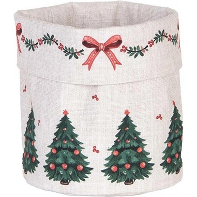 Bavlněný košík na pečivo s tradičním vánočním motivem Traditional Christmas Harmony – 15x16 cm