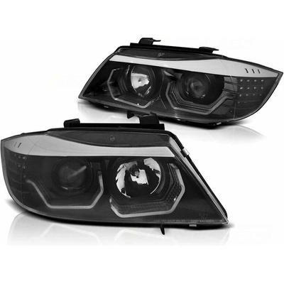 Přední světla 3D LED angel eyes, LED blinkr BMW E90/E91 05-08 černá – Zboží Mobilmania