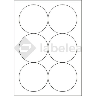 Labelea Samolepiace etikety kruh 95x95 mm biele papierové, na hárku A4, pre laserovú a atramentovú tlač, Farba etikiet Biela, Počet hárkov v balení 100 EPY999095W006S