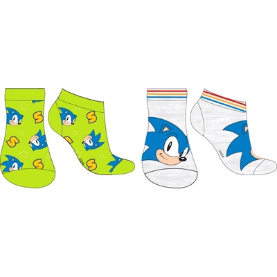 Ježko SONIC Chlapčenské členkové ponožky šedá / zelinkavá Mix farieb