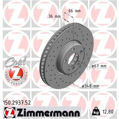 Brzdový kotúč ZIMMERMANN 150.2937.52 (150293752)