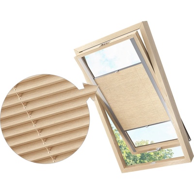 Zebra-shop Zastiňující roleta Plissé pro střešní okno Krémový melír PD301 Velux CK04 stříbrná