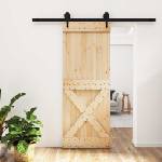 vidaXL Преплъзваща се врата Естествено и черно 80 x 210 cm (3445165)